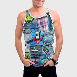 Майка-безрукавка мужская Пиксельная ракета, цвет: 3D-белый — фото 2