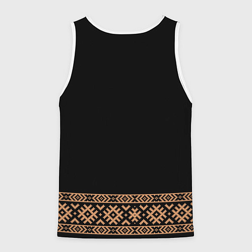Мужская майка без рукавов Славянский золотой узор на черном - вышиванка руба / 3D-Белый – фото 2