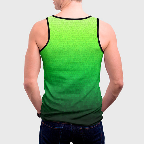 Мужская майка без рукавов Градиент мозаика зелёный в тёмный / 3D-Черный – фото 4