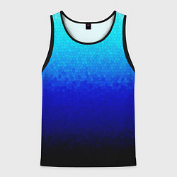 Мужская майка без рукавов Градиент мозаика из голубого в чёрный