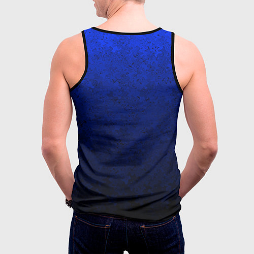 Мужская майка без рукавов Текстурный из синего в чёрный градиент / 3D-Черный – фото 4