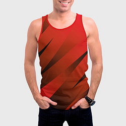 Майка-безрукавка мужская Красно-коричневый абстрактные полосы, цвет: 3D-красный — фото 2