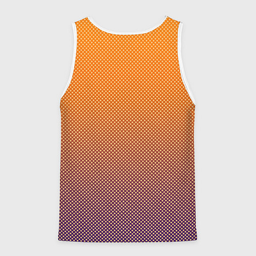 Мужская майка без рукавов Градиент оранжевый в фиолетовый мелкий ромбик / 3D-Белый – фото 2