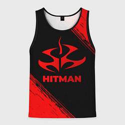 Майка-безрукавка мужская Hitman - red gradient, цвет: 3D-черный