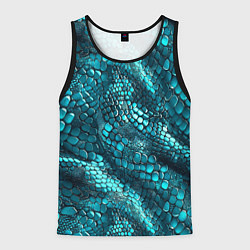 Мужская майка без рукавов Бирюзовая чешуя рептилии - абстрактный паттерн