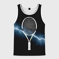 Майка-безрукавка мужская Теннисная ракетка и молния, цвет: 3D-белый