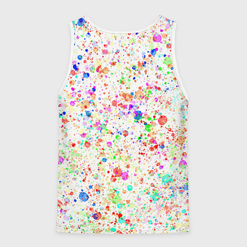 Мужская майка без рукавов Белый с разноцветными брызгами / 3D-Белый – фото 2