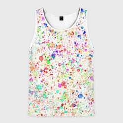 Майка-безрукавка мужская Белый с разноцветными брызгами, цвет: 3D-белый