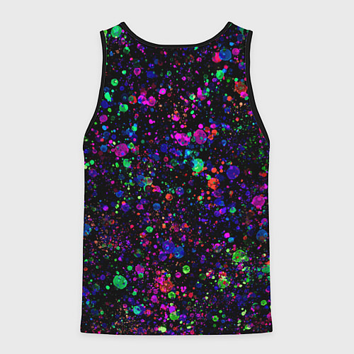 Мужская майка без рукавов Чёрный с разноцветными брызгами / 3D-Черный – фото 2