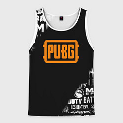 Майка-безрукавка мужская Pubg логотипы игр, цвет: 3D-белый