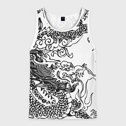 Мужская майка без рукавов Татуировка дракона на белом