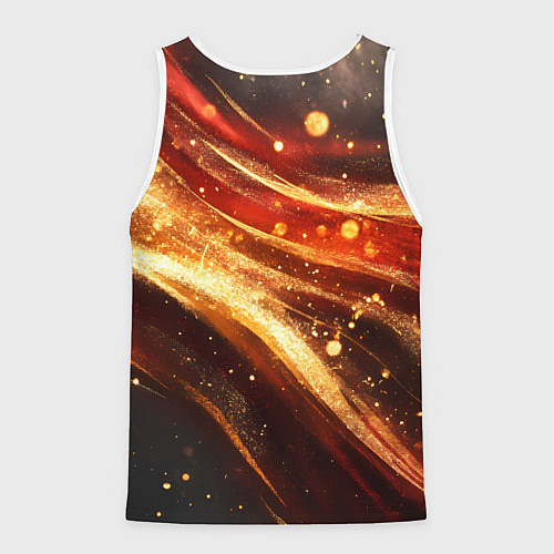 Мужская майка без рукавов Красно-золотая текстура на черном / 3D-Белый – фото 2