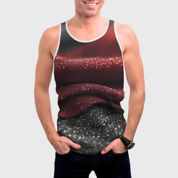 Майка-безрукавка мужская Черно-красная волнистая текстура, цвет: 3D-белый — фото 2