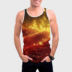 Майка-безрукавка мужская Желто-красная блестящая текстура, цвет: 3D-белый — фото 2