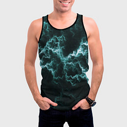 Майка-безрукавка мужская Lightning light blue line, цвет: 3D-черный — фото 2