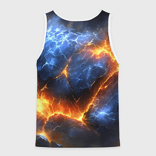 Мужская майка без рукавов Россия герб и огонь / 3D-Белый – фото 2