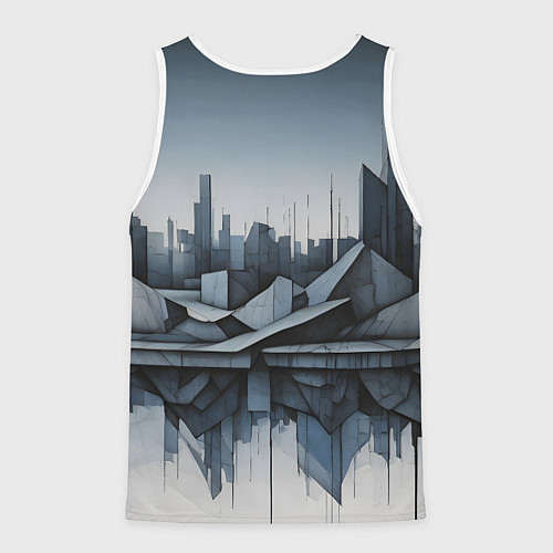 Мужская майка без рукавов Небоскребы и скалы / 3D-Белый – фото 2