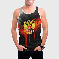 Майка-безрукавка мужская Герб России - красная краска на черном, цвет: 3D-белый — фото 2