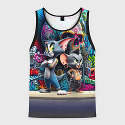 Майка-безрукавка мужская Том и Джерри - панк не умер, цвет: 3D-черный
