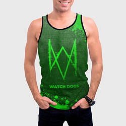 Майка-безрукавка мужская Watch Dogs - green gradient, цвет: 3D-черный — фото 2