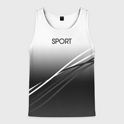 Майка-безрукавка мужская Sport градиент из белого в серый с полосами, цвет: 3D-белый