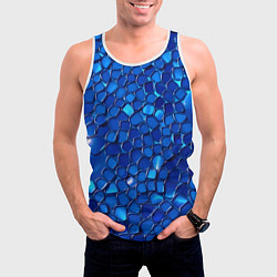 Майка-безрукавка мужская Блестящие синие отражения, цвет: 3D-белый — фото 2