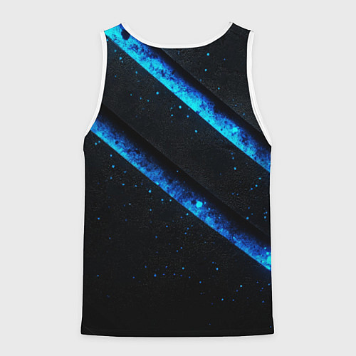 Мужская майка без рукавов ACDC черно-синяя текстура / 3D-Белый – фото 2