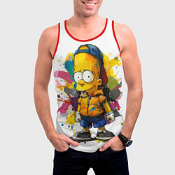 Майка-безрукавка мужская Рисунок красками Барт Симпсон, цвет: 3D-красный — фото 2