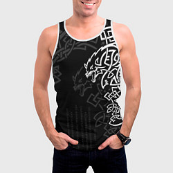 Майка-безрукавка мужская Волки верные спутники Одина, цвет: 3D-белый — фото 2