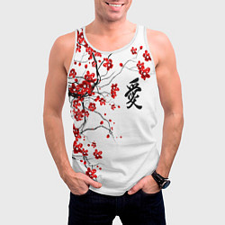 Майка-безрукавка мужская Сакура с иероглифом Любовь, цвет: 3D-белый — фото 2