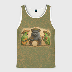 Майка-безрукавка мужская Надежды маленький оркестрик в оливковом, цвет: 3D-белый