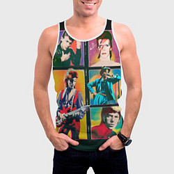 Майка-безрукавка мужская David Bowie vintage collage, цвет: 3D-белый — фото 2