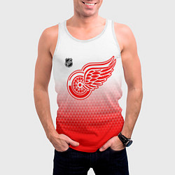 Майка-безрукавка мужская Детройт Ред Уингз - красно белый градиент, цвет: 3D-белый — фото 2