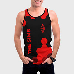 Майка-безрукавка мужская The Sims - red gradient вертикально, цвет: 3D-черный — фото 2
