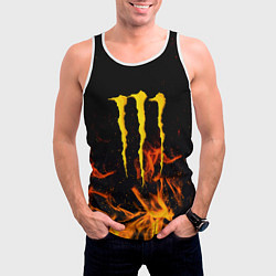 Майка-безрукавка мужская Monster energy orange fire, цвет: 3D-белый — фото 2