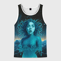 Майка-безрукавка мужская Билли Айлиш из волн, цвет: 3D-белый