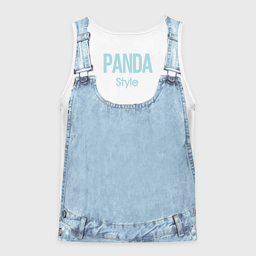 Мужская майка без рукавов Панда в кармашке комбинезона / 3D-Белый – фото 2