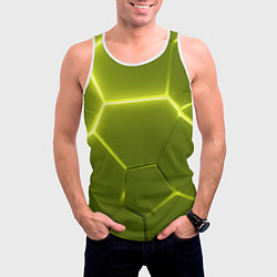 Майка-безрукавка мужская Салатовые плиты с неоном, цвет: 3D-белый — фото 2