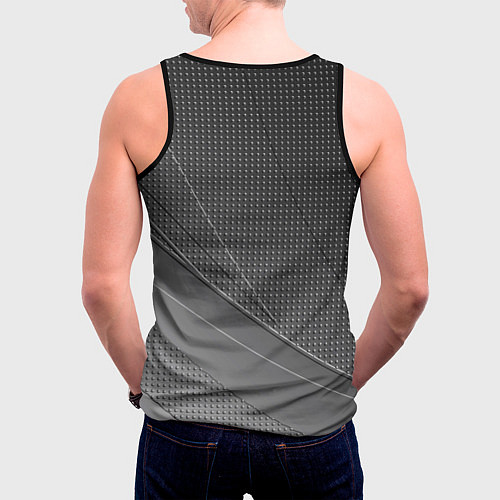Мужская майка без рукавов Россия герб тёмно-серый текстурный с полосой / 3D-Черный – фото 4