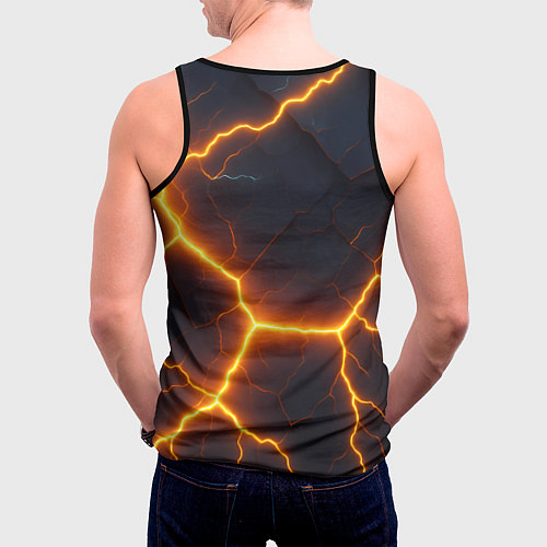 Мужская майка без рукавов Молнии и черные объемные плиты / 3D-Черный – фото 4