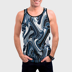 Майка-безрукавка мужская Тёмно-синий искажённая абстракция, цвет: 3D-черный — фото 2