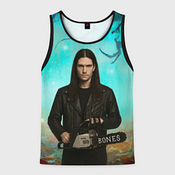 Майка-безрукавка мужская Bones держит бензопилу, цвет: 3D-черный