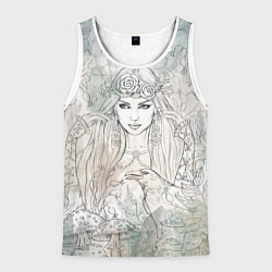 Майка-безрукавка мужская Готическая ведьма с вороном, цвет: 3D-белый