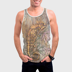Майка-безрукавка мужская Стимпанк механический киберхамелеон, цвет: 3D-белый — фото 2