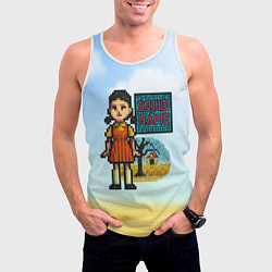 Майка-безрукавка мужская Игра в кальмара пиксельный стиль, цвет: 3D-белый — фото 2