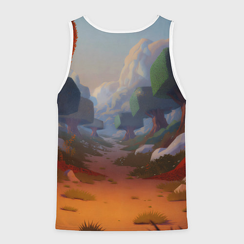 Мужская майка без рукавов Котик в кубическом мире / 3D-Белый – фото 2