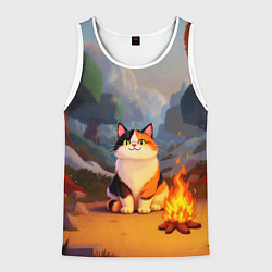 Майка-безрукавка мужская Котик в кубическом мире, цвет: 3D-белый