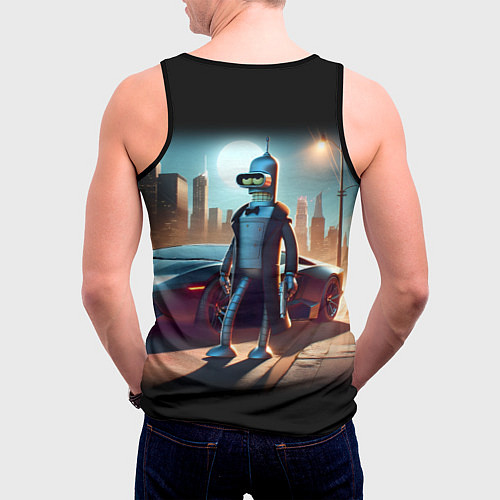 Мужская майка без рукавов Бендер с пистолетом - Нью-Йоркская мафия / 3D-Черный – фото 4