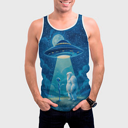 Майка-безрукавка мужская Пришелец и снежный человек, цвет: 3D-белый — фото 2