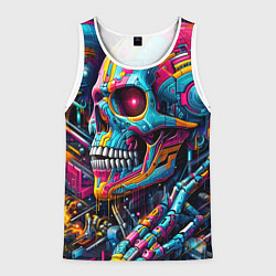 Майка-безрукавка мужская Cyber skull - pattern, цвет: 3D-белый